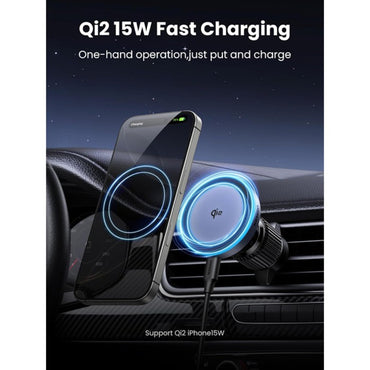 UGREEN Elite 15W Fast Wireless Car Charger, Qi2 Strong Magnetic Mount with LED Light for iPhone - W708 35970