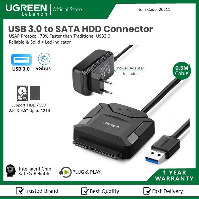 Ugreen, USB 3.0 To Sata Hard Driver Converter Cable