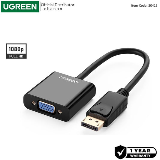 Ugreen, Display Port Male To Vga Female Converter, Full Hd Resolution Dp19 - 20415
