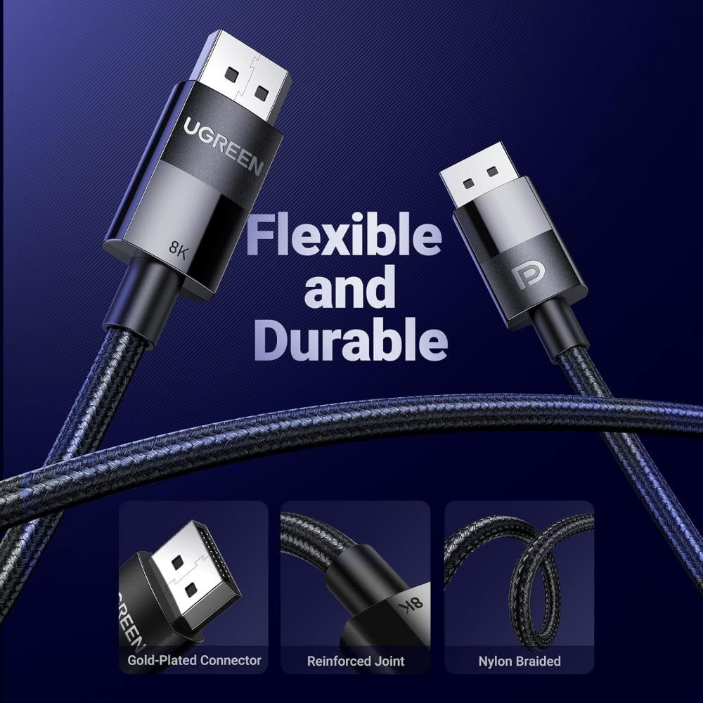 UGREEN 8K Display Port 1.4 Male to Male 3M Braided Cable - DP114 80393