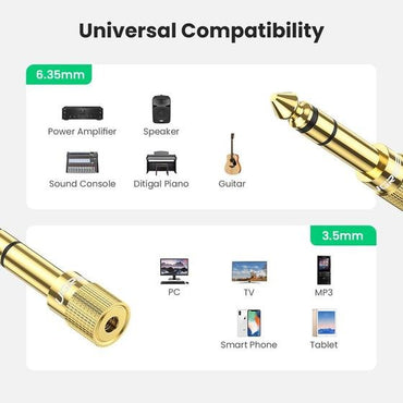 Ugreen, 6.5Mm Male To 3.5Mm Female Adapter, Gold Plated Connector - 20503