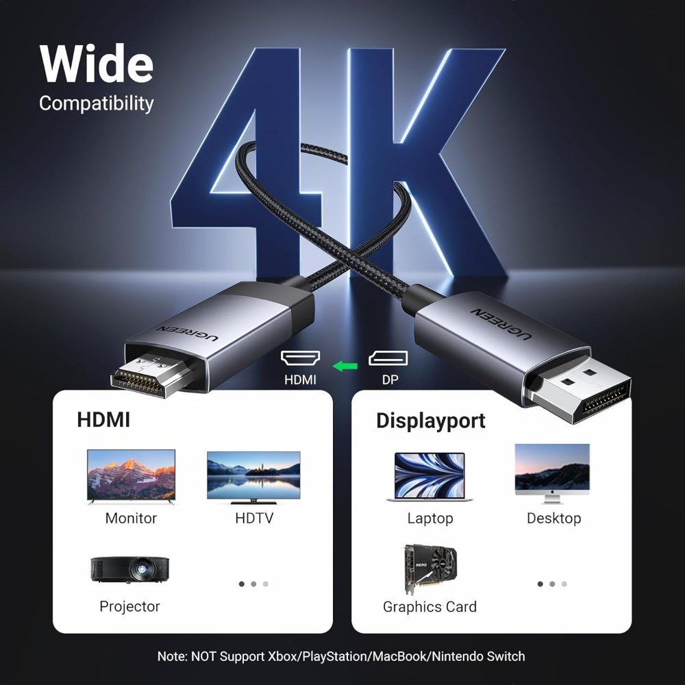 Ugreen, Display Port Male To Hdmi Male 4K Cable - Dp119 15774
