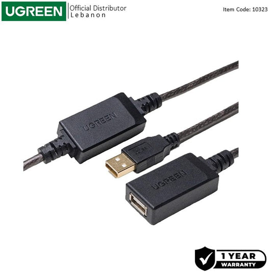 Ugreen, Usb 2.0 Active Cable Extension Male To Female With Built In Chipset Booster - Us121 10323
