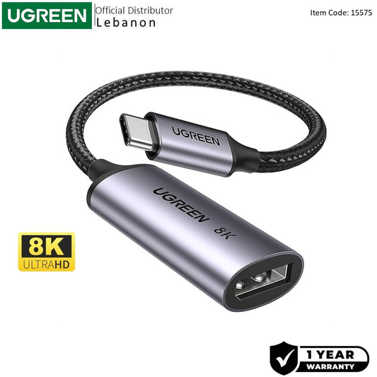 Ugreen, Usb-C Male To Display Port Female Braided Convertor Support 8K@60Hz, 4K@240Hz - Cm654 15575