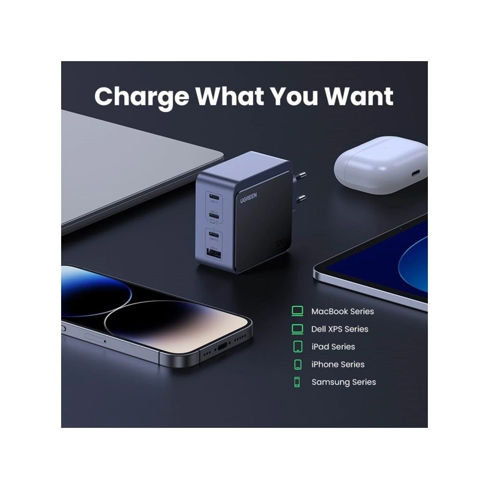 Ugreen, Nexode 100W Gan Tech, 4 Ports Charger For Phones, Tablets, Laptops & Macbooks With Smart Power Adjustment - X565 35043