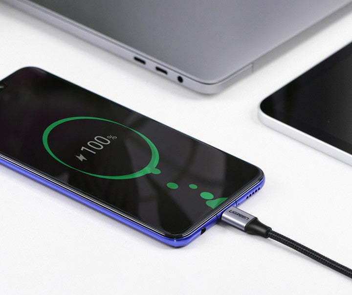 Ugreen, Usb-C To Angled Usb-C Pd60W Braided Cable & Aluminum Body, Fast Charge, 2M, 3M - Us255 50125 80714