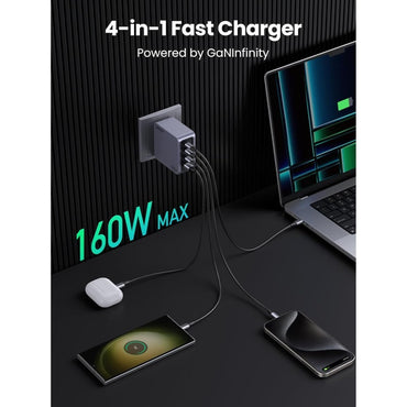 Ugreen, Nexode Pro 160W Gan Tech Chip, 4 Ports Charger For Phones, Tablets, Ipads, Laptops & Macbooks - X763 25877