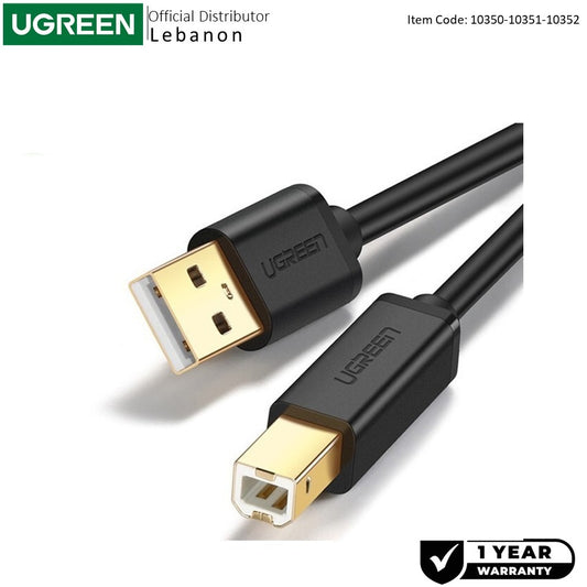 Ugreen, Super Speed Cable Printer Usb-A To Usb-B, Available In 1.5M, 5M - Us135 10350 10351 10352