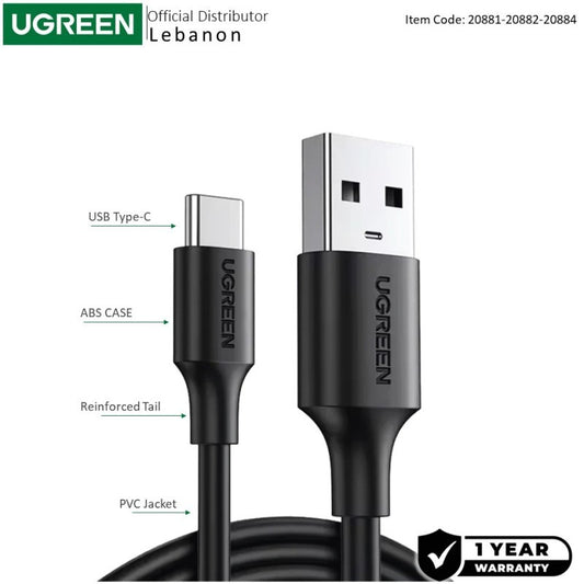 Ugreen, Usb 3.0 To Usb-C Fast Charge, Up To 5Gbps High Speed Data Sync, 0.5M, 1M, 2M - Us184 20881 20882 20884
