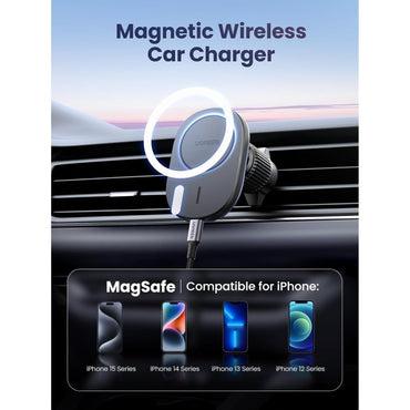 Ugreen, 2-In-1 Magnetic Wireless Car Charger ? 15W Fast Charging, Dashboard & Air Vent Mount - Cd345 15120
