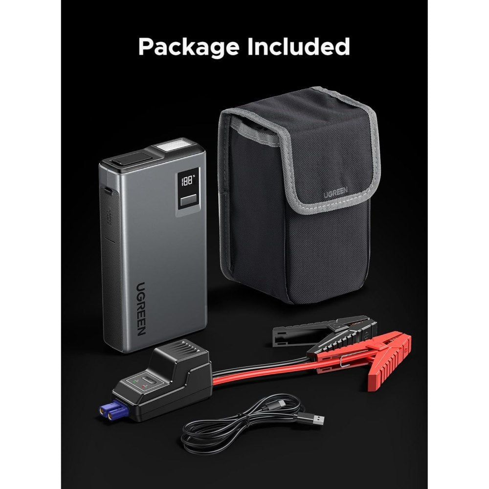 Ugreen, 3-In-1 Portable Jump Starter ? 1000A Peak, 12000Mah Power Bank, Emergency Led Light - Es702 35977