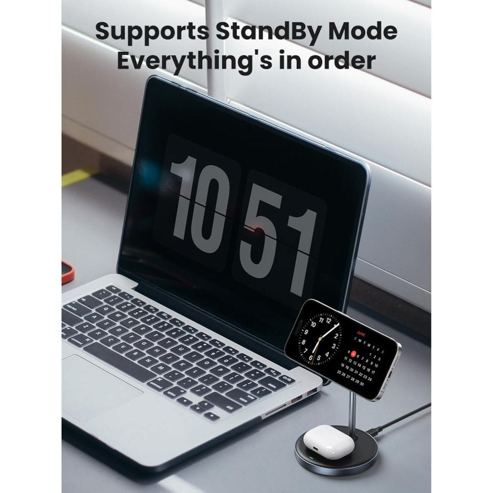 Ugreen, Qi-Certified 2-In-1 Magnetic Wireless Charger ? 20W Fast Charging For Iphone & Airpods - Cd317 90668