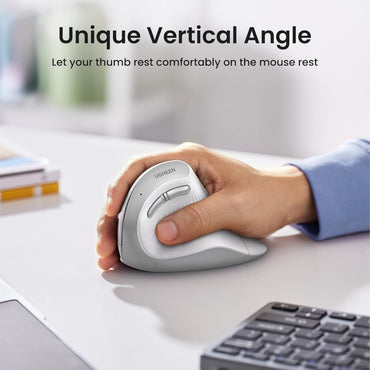 Ugreen, Vertical Mouse, Dual Mode Bluetooth & Wireless Mouse, Silent Click, 4000Dpi - Mu008 25444 45759