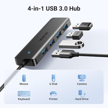 Ugreen, Usb 3.0 To 4- Port Usb 3.0 Hub, With Power Port, Stable Transmission, Data Transfer Up To 5 Gbps - Cm219 25851 35574, Available in Different Sizes