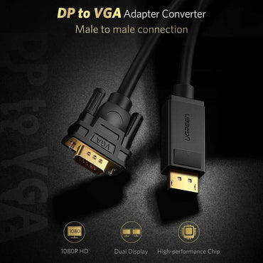 Ugreen, Dp Male To Vga Male Cable, 1.5M, Full Hd, High-Quality Video Connection - Dp105 10247