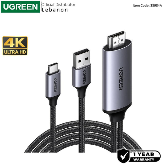 Ugreen, 4K@60Hz Active Hdmi To Usb C Adapter Cable 2M With Usb Power Unidirectional Hdmi To Thunderbolt - Cm773 35984A