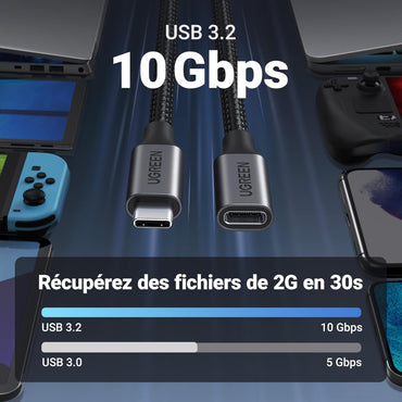 UGREEN USB-C 3.2 Cable Extension Male to Female, Thunderbolt 3 support 4K@60Hz, 10Gbps, 100W, 1M - US372 45191