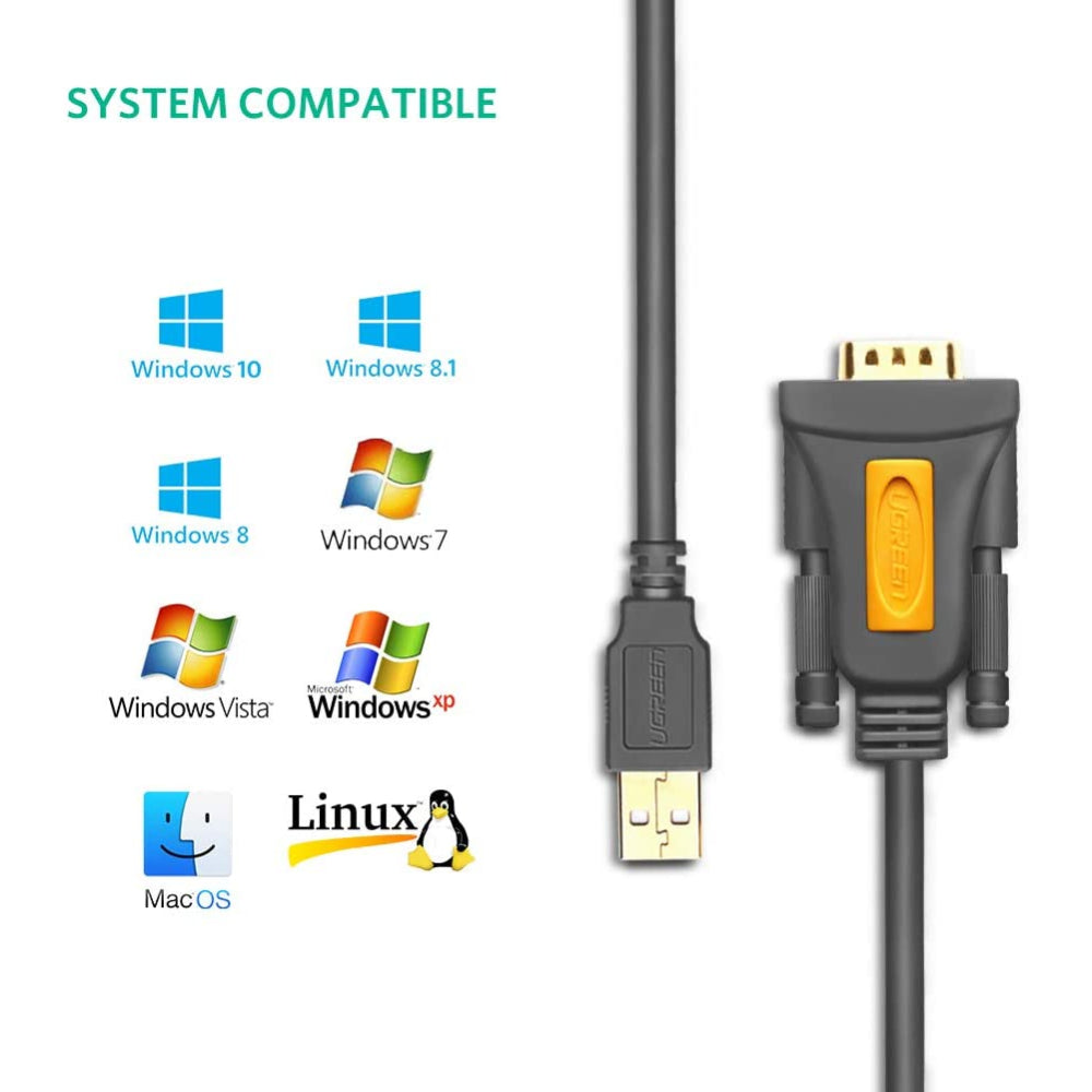 UGREEN 1.5M USB to Serial DB9 RS-232 Male Adapter Cable - CR104 20201