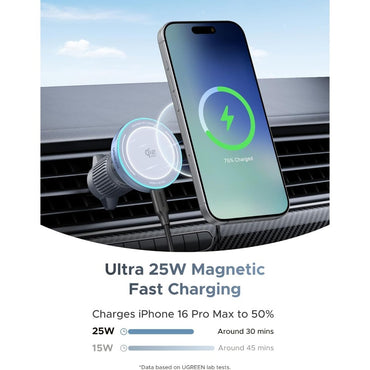 Ugreen, Magflow Magnetic 2 In 1 Wireless Car Charger 25W (Magsafe Compatible) - W758 55967