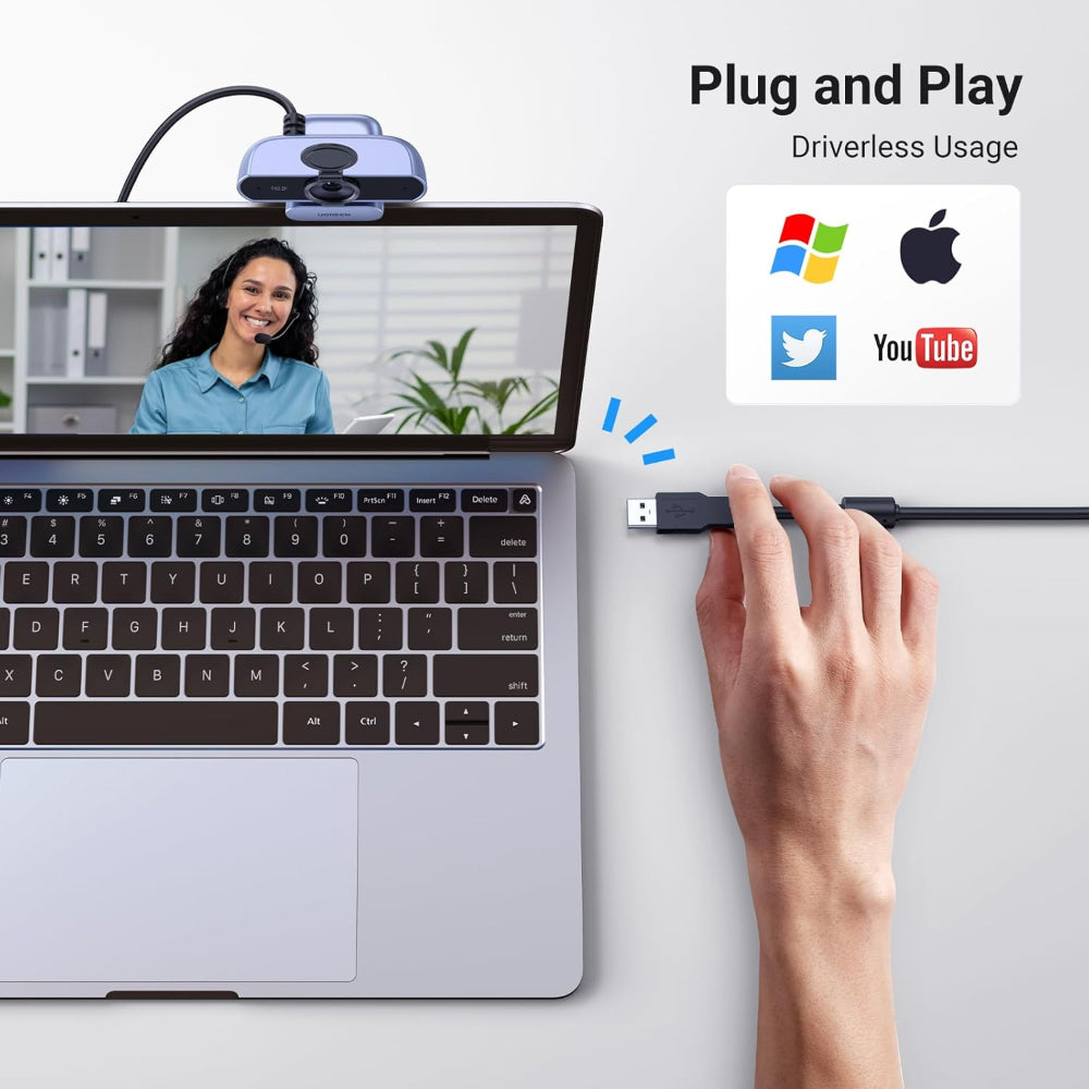 UGREEN 2K (1080P) Autofocus Webcam 4MP, Dual Noise Cancelling Mics, Privacy Cover, for Streaming & Video Calls - CM717 25442