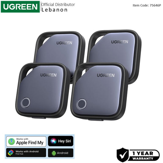 UGREEN Finder Duo, Air Tracker Tags (4 Pack) for iOS & Android (365?Day Battery, Rechargeable USB?C) - CM916 75646P