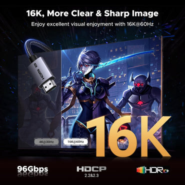 UGREEN 16K HDMI 2.2 Cable 96Gbps ? 8K@240Hz, 4K@480Hz, Dynamic HDR & eARC, Durable Braided & Aluminum Design - HD186 65900