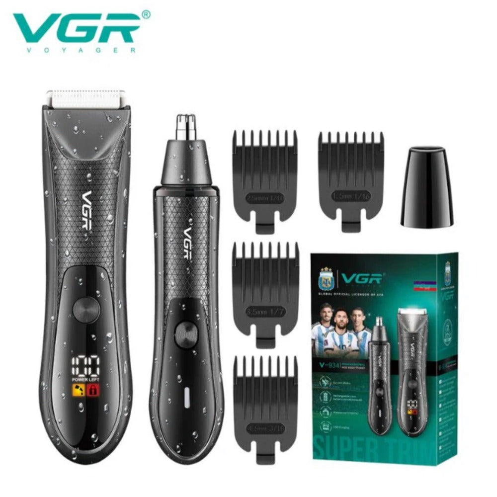 Vgr, Professional Hair Trimmer + Nose Trimmer, Ceramic Blades, Waterproof