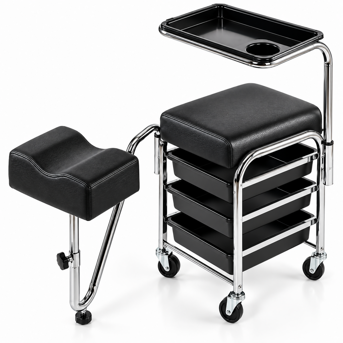 Professional Pedicure Stool with Drawers & Footrest