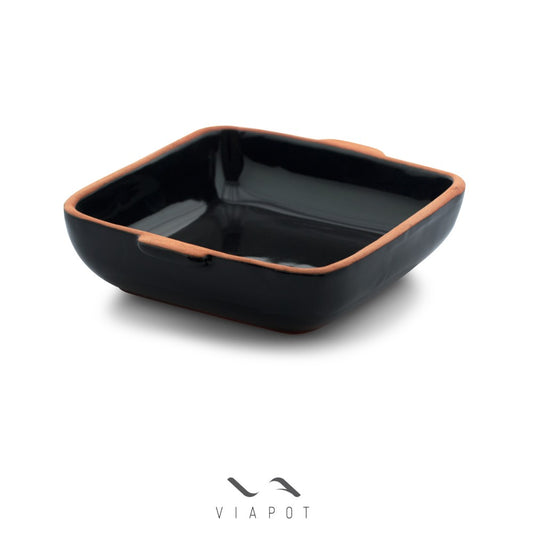 Viapot, Square Oven Tray, 23X23X6.5 Cm, (Full Brown Glazed) 1 Pcs, Shrink