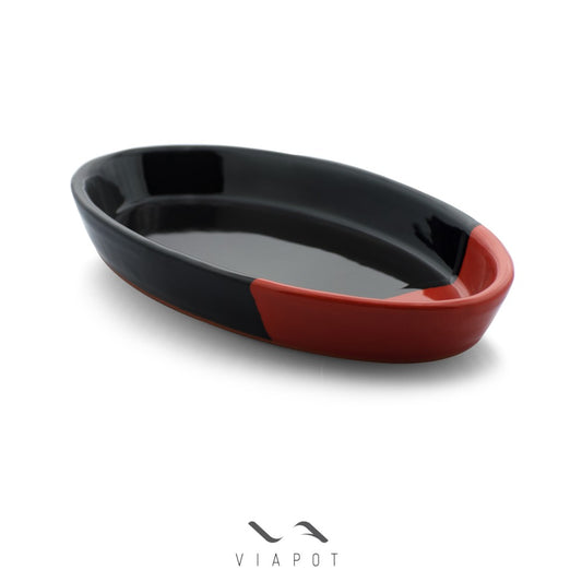 Viapot, Oval Oven Tray, 28X15.5X4 Cm, (Full 2 Mix Colors Glazed) 1 Pcs, Shrink