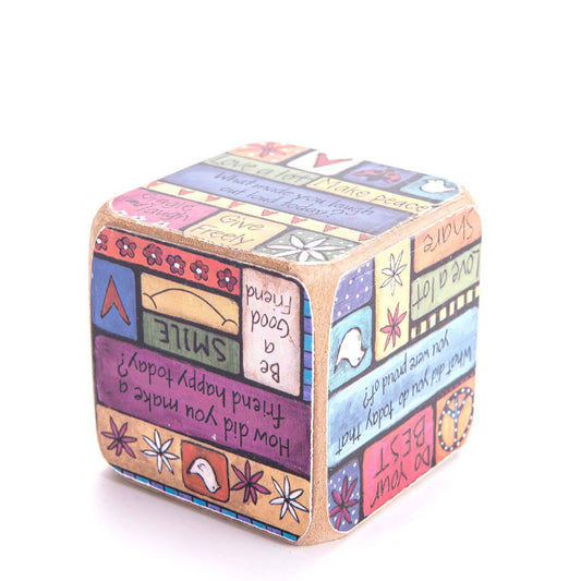 Smile Yalla, Gratitude Wooden Cube, How Did You Make A Friend Happy Today? Smile, Be A Good Friend