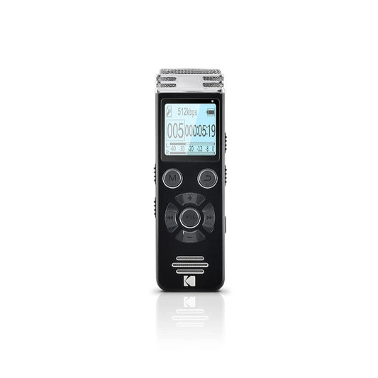 Kodak High-Intensity Voice Recorder, Mini Rechargeable Dictaphone with Voice Command, MP3 Player, and Listening Device, VRC450