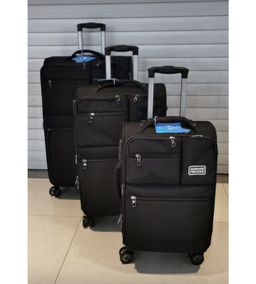 Wang, Pro Expandable Travel Bags Soft Cover 4 Wheels Luggage 3-Piece Set, Available in Different Colors