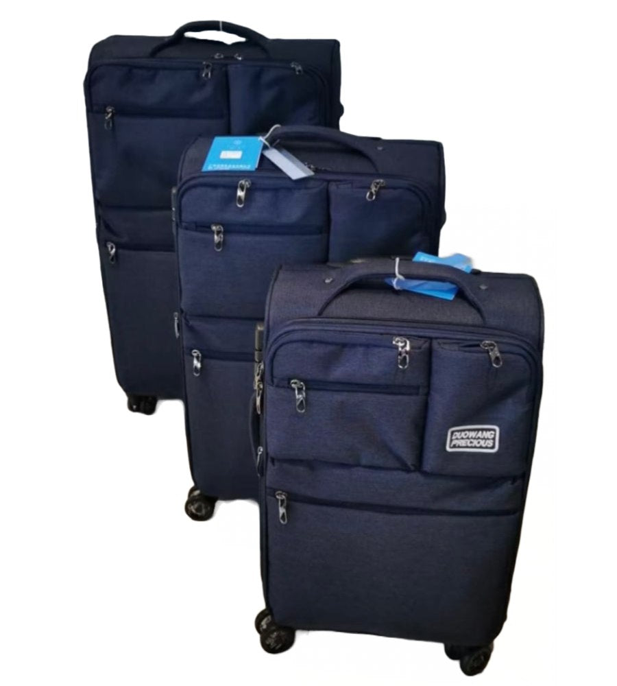 Wang, Pro Expandable Travel Bags Soft Cover 4 Wheels Luggage 3-Piece Set, Available in Different Colors