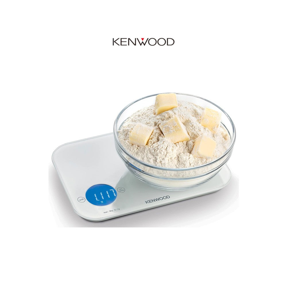 Kenwood, Digital Kitchen Scale | Food Scale | Weighing Scale | Weight Scale | 8Kg/22Lbs Capacity 4Mm Tempered Glass, Touch Control, Tare/Zero Function, Auto Shut-Off
