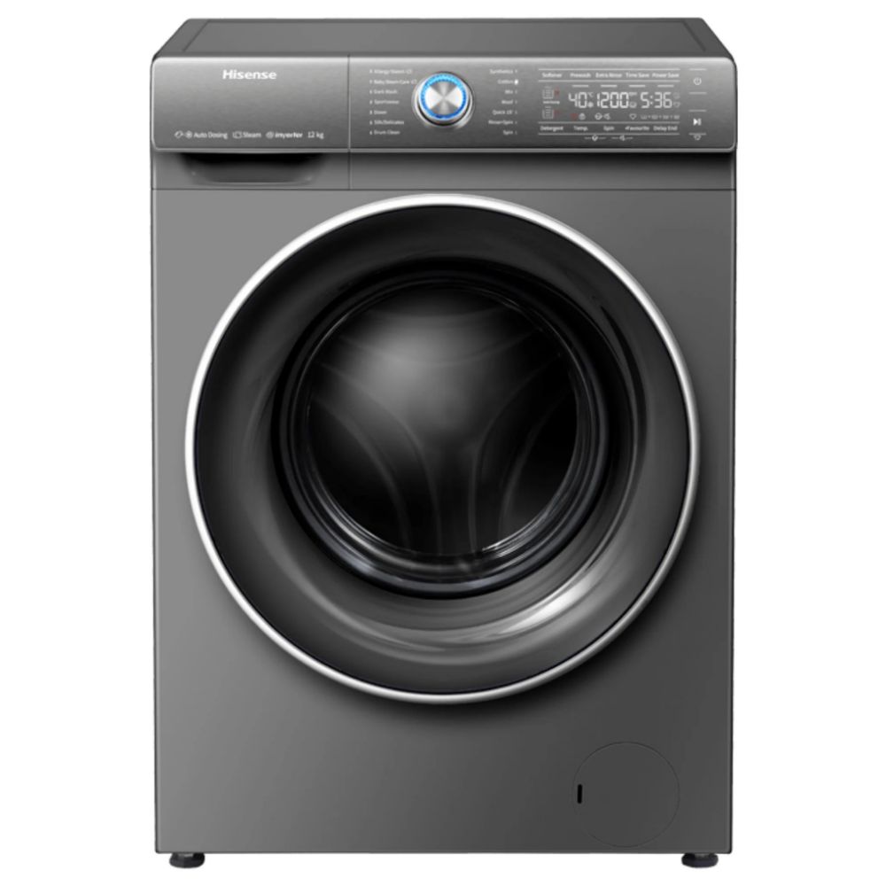 Hisense, Washer Front Load 12Kg 1400 Rpm Inverter Titanium