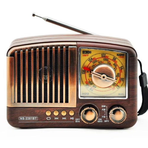Wireless Stereo Am Fm Sw Speaker In Wood Ns-3381Bt