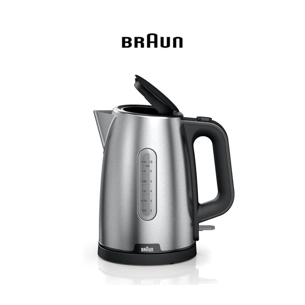 Braun, Purshine Water Kettle, 2200 Watts, 1.7L Capacity, Black, Stainless Steel