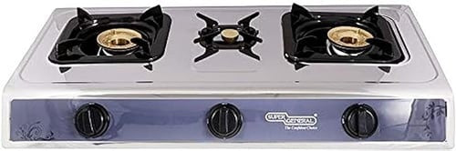 General Compo Cool, Table Gas Cooker Triple Burner Low Gas Consumption Easy To Clean Improve Gas Flow For Efficient Heating