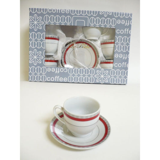 La Perla, Porcelain Cup And Saucer Set With Red Design 12Pcs