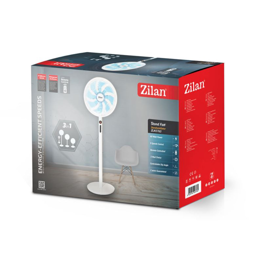 Zilan Stand Fan, 9 Speeds, 60W, ZLN3765