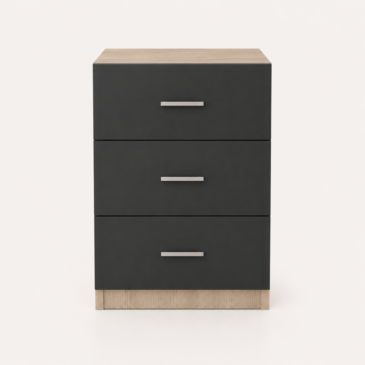 Modern 3-Drawer Storage Cabinet – Oak & Black | VO3-OB