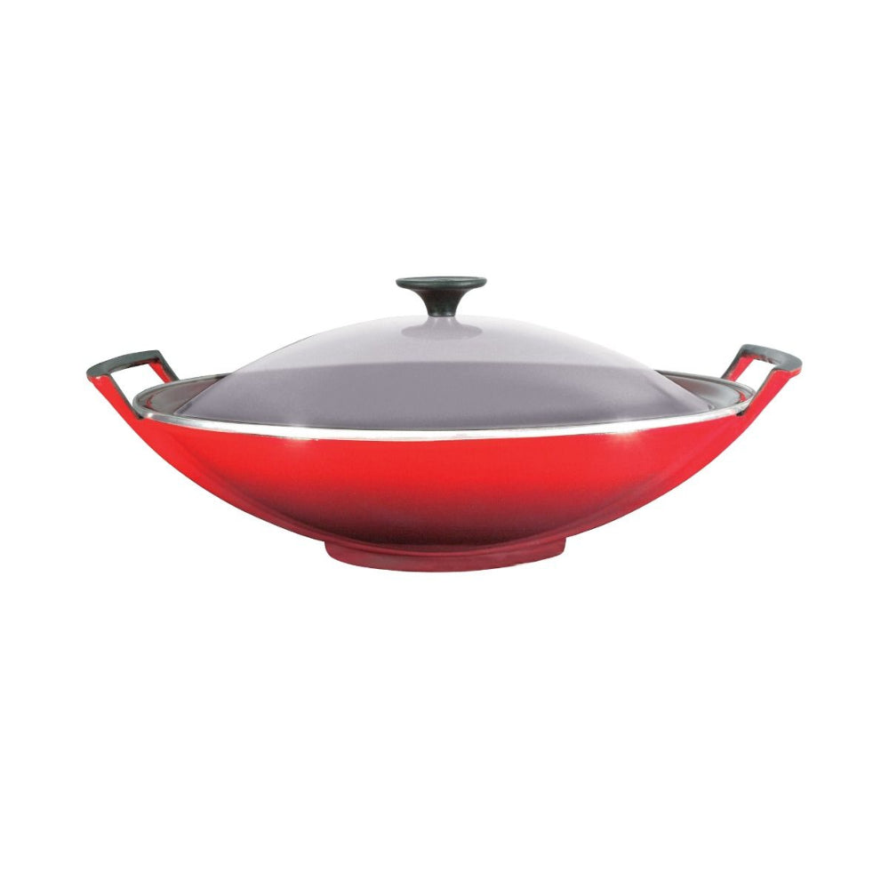 Le Creuset , Wok c.cop.vetro 36cm, Cherry Red