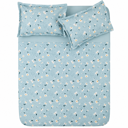 Karaca Home Daisy Blue 100% Cotton Single Duvet Cover Set 160 × 220 cm, 200.22.08.0036