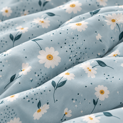 Karaca Home Daisy Blue 100% Cotton Single Duvet Cover Set 160 × 220 cm, 200.22.08.0036