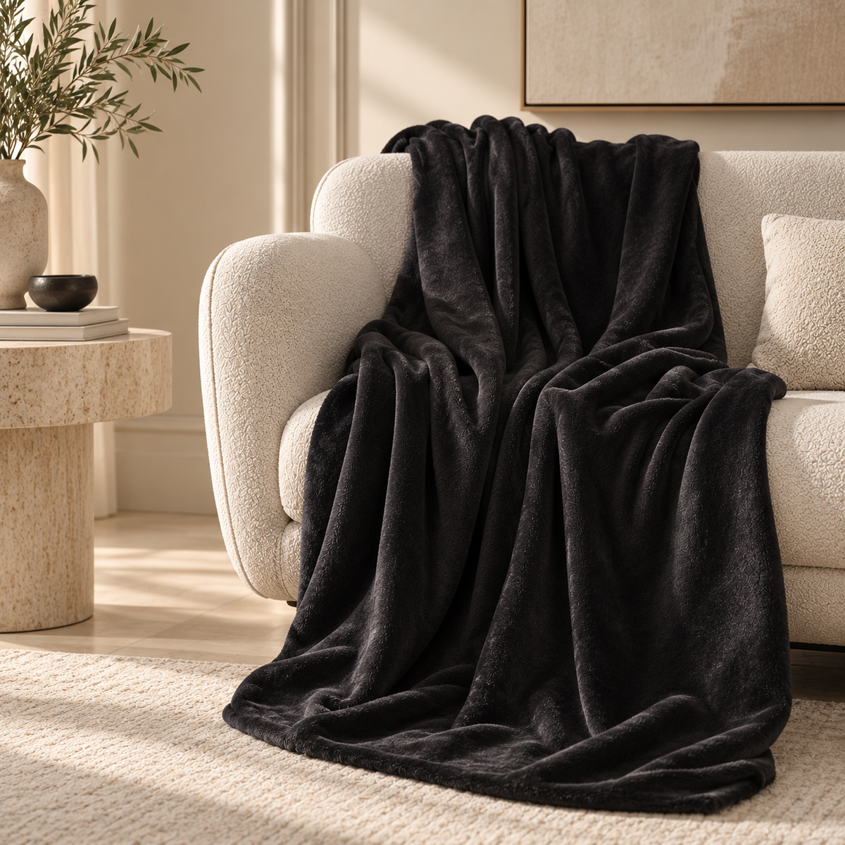 Karaca Home Fiona Black Welsoft TV Blanket 130 × 180 cm – Black, 200.21.01.0273