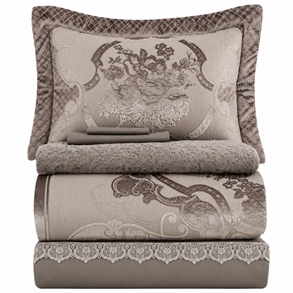 Karaca Home Valeria Grey Queen 8-Piece Bridal Bedding Set, 200.22.04.0331