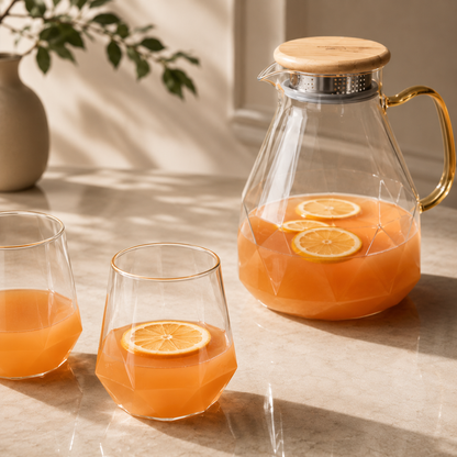 Karaca Savona 7-Piece Clear Glass Drinkware Set for 6 People – 1.8 L Pitcher, 153.09.01.0648