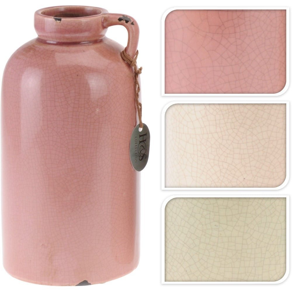 Rustic Ceramic Jug Vase 24.50 Cm In 3 Different Colors