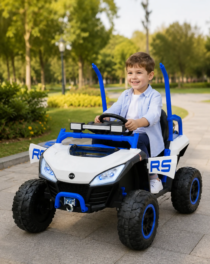 UTV Buggy Ride-On Car – 12V Battery, Dual Motors, Remote Control, LED Lights & Music (Ages 3–8)